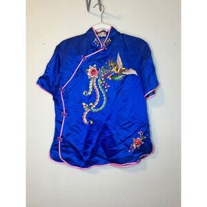 Golden Bee Vintage Silk‎ Embroidered Top XL